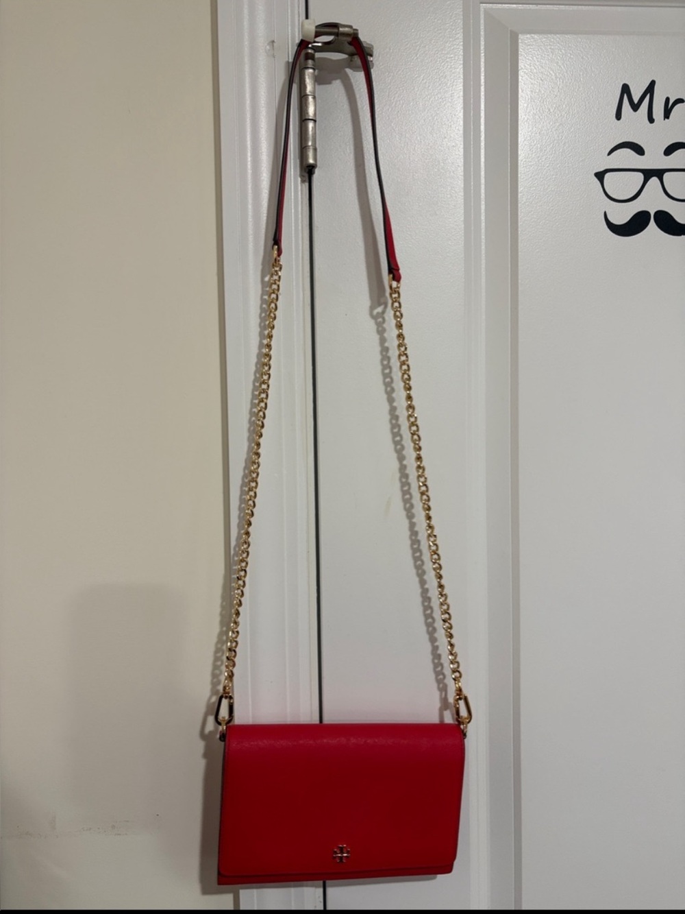 Tory Burch Red Leather Chain-Shoulder Crossbody Never Used! - Picture 10 of 11